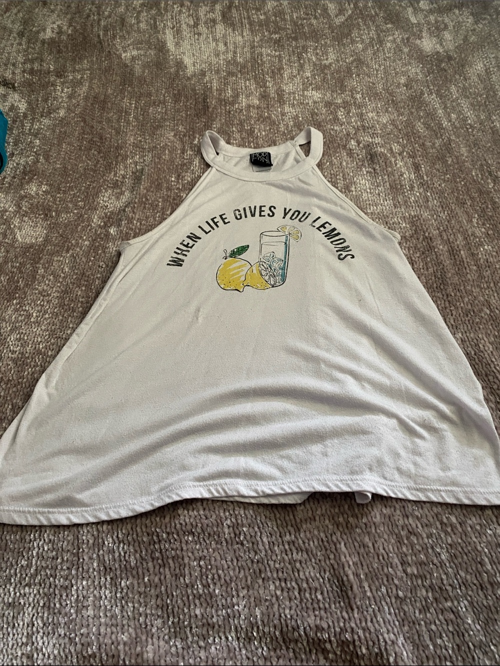 Graphic Lemon Tank Top - White with Yellow